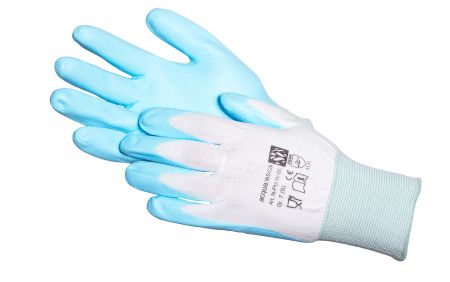 Nylon PU Handschuhe, blau, fr Lebensmittel geeignet